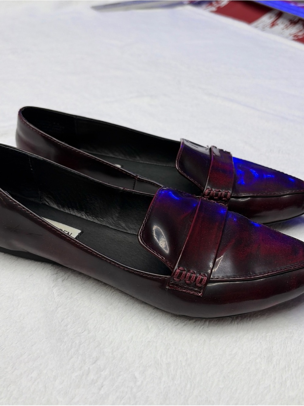 Steve Madden Women’s Burgundy Patent Pointed Toe Loafers